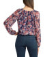 ფოტო #2 პროდუქტის Juniors' Sheer Floral-Print Clip-Dot Long-Sleeve Top