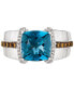 Men's Deep Sea Blue Topaz (4-1/2 ct. t.w.) & Diamond (3/8 ct. t.w.) Ring in Sterling Silver