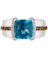 Фото #2 товара Men's Deep Sea Blue Topaz (4-1/2 ct. t.w.) & Diamond (3/8 ct. t.w.) Ring in Sterling Silver