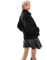 Monki wool blend coat in black