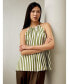 Women's Silk Twill Halter Neck Top Green-white pinstripe, Large - фото #3