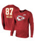 Фото #1 товара Men's Threads Travis Kelce Red Kansas City Chiefs Super Bowl LVIII Name and Number Tri-Blend Long Sleeve T-shirt