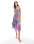 Anaya tie back satin midaxi dress in tropical blue floral Tropisch geblümter, 44 - фото #3