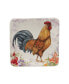 Floral Rooster Set of 4 Canape Plates, 6"