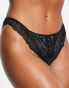 Figleaves Erin PU and lace detail brazilian brief in black