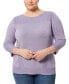 Фото #4 товара Plus Size Button-Cuff Ribbed Sweater