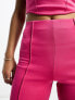 ASOS DESIGN co-ord scuba fitted straight leg trouser with pintucks in pink