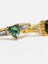 Reclaimed Vintage limited edition real gold plate antique rings with green stones