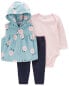 Baby 3-Piece Floral Fleece Little Vest Set 24M