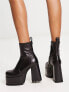 ASOS DESIGN Erika premium leather platform boots in black