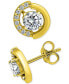 Фото #1 товара Cubic Zirconia Asymmetric Circle Stud Earrings in 18k Gold-Plated Sterling Silver, Created for Macy's