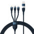 Kabel przewód 4w1 USB+USB-C do USB-C / iPhone Lightning / micro USB 1.2m - niebieski