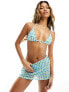 The Frolic retro heart print mini mesh sarong in blue and green blue and green, 36 - фото #1