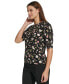 ფოტო #3 პროდუქტის Women's Floral-Print Button-Trim Top