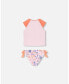 ფოტო #2 პროდუქტის Girl Two Piece Rash guard Swimsuit Lavender Printed Fields Flowers - Child