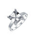 ფოტო #3 პროდუქტის Classic Timeless 3CT AAA CZ Square Asscher Cut Solitaire Engagement Ring For Women .925 Sterling Silver Plain Band