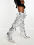 Azalea Wang Seira ruched over the knee boot in silver