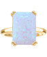 Фото #3 товара Lab-Grown Opal Emerald-Cut Statement Ring in 14k Gold-Plated Sterling Silver