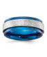 ფოტო #1 პროდუქტის Stainless Steel Blue IP-plated with Scratch Finish Band Ring