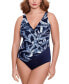 Фото #1 товара Plus Size Tropica Toile Oceanus Tummy Control One-Piece Swimsuit