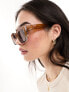 Фото #5 товара ASOS DESIGN bevel square sunglasses in crystal brown