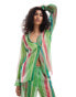 Фото #1 товара Mango stripe co-ord beach shirt in green and pink