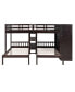 Full-Over-Twin-Twin Bunk Bed With Shelves, Wardrobe And Mirror