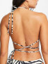 Public Desire – Zebra-Bikinioberteil in Schwarz-Weiß mit Binde-Detail an Taille