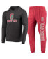 ფოტო #1 პროდუქტის Men's Cardinal, Heather Charcoal Stanford Cardinal Meter Long Sleeve Hoodie T-shirt and Jogger Pajama Set