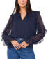 ფოტო #1 პროდუქტის Women's Tie-Neck Ruffled Sheer-Sleeve Blouse