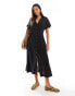 Mango button front midi dress in black