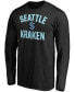 Фото #2 товара Men's Black Seattle Kraken Victory Arch Long Sleeve T-shirt