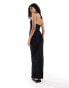 Selected Femme co-ord jersey maxi skirt with ruched waist and split in black