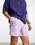 Фото #1 товара Coney Island Picnic co-ord mesh shorts in purple with art school placement prints