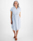 ფოტო #1 პროდუქტის Petite Striped Cotton Camp Shirt Dress, Created for Macy's