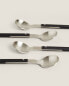 Set of steel dessert spoons with hexagonal handle