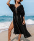 ფოტო #3 პროდუქტის Women's Black Tassel Cover-Up Beach Dress