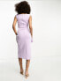 Фото #2 товара ASOS DESIGN deep plunge sash bodycon midi dress in lilac