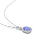 ფოტო #3 პროდუქტის Tanzanite, Topaz and Diamond Accent Vintage-Like Halo Necklace in 14K White Gold