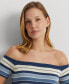 Фото #3 товара Women's Striped Off-The-Shoulder Sweater