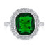 Fashion Rectangle Large Solitaire AAA CZ Pave Simulated Green Emerald Cut Art Deco Style 10CT Cocktail Statement Ring For Women