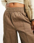 ASOS DESIGN cord pull on cargo trouser in biscuit