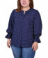 Фото #1 товара Plus Size Long Sleeve Y Neck Blouse