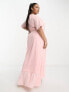 Maya Plus embroidered wrap midaxi dress in veiled rose