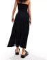 Bershka shirred waist tierred maxi skirt in black