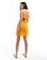 ASOS DESIGN square neck tie back mini sundress in mango Коричневый, 32 - фото #4