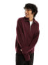 Weekday Harry wool blend half zip jumper in burgundy