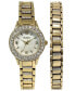 ფოტო #1 პროდუქტის Women's Ion Plating Logo Etched On Crown Gold-Tone Strap Watch and Bracelet Set