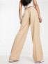 Фото #3 товара Stradivarius wide leg trouser in stone pinstripe