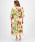 Фото #2 товара Plus Size V-Neck Satin A-Line Midi Dress
